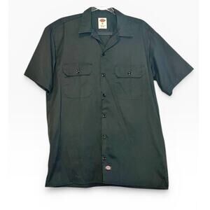Dickies Charcoal Gray Short Sleeve Button Down Work Shirt Pocket M Utility Work